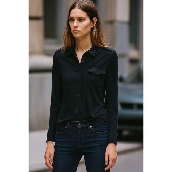 rag & bone Long Sleeve Polo (Small) - Picture 1 of 12